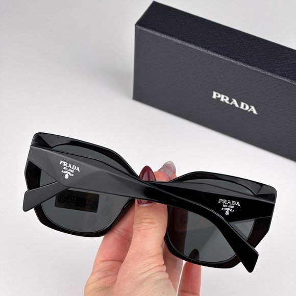Prada PR19ZS 1AB5S0 Sunglasses Black Dark Grey Women Cat Eye PR 19ZS main image 12